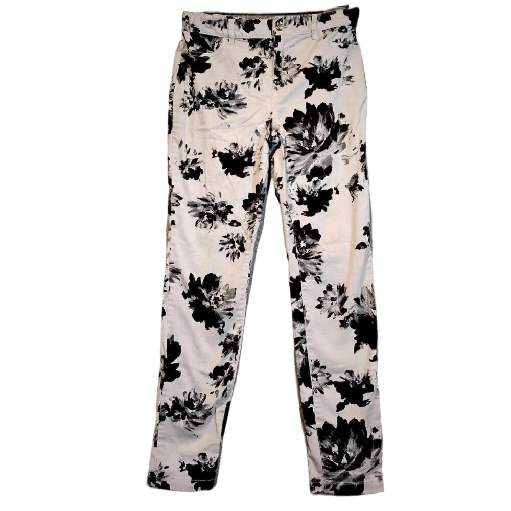 Place Jeggings Black & White Floral  Stretchable Jeggings in Size 14